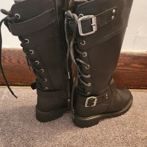 Harley-Davidson Black Moto Boots with Silver Accents